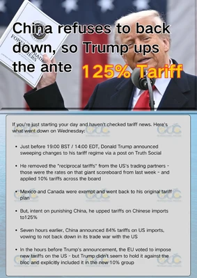 China mantém postura desafiadora enquanto o governo Trump aumenta as tensões comerciais com tarifas de 125%